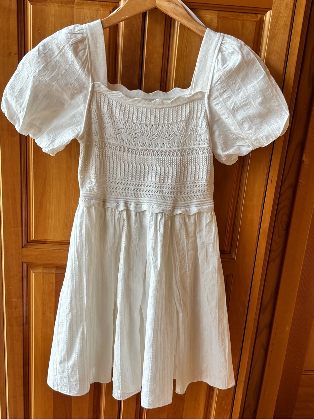 Urban Revivo White Puff-Sleeve Smocked Mini Dress